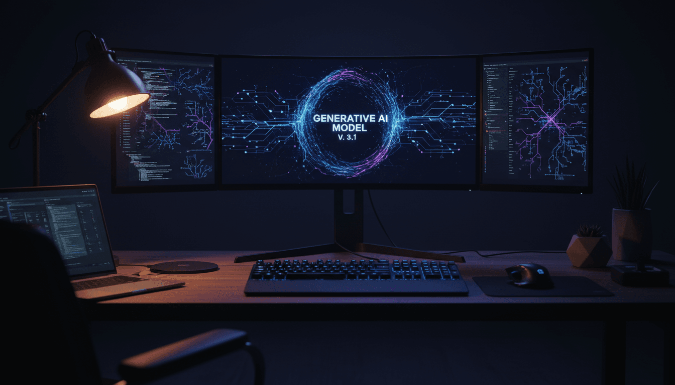 AI development workspace with neural network visualizations