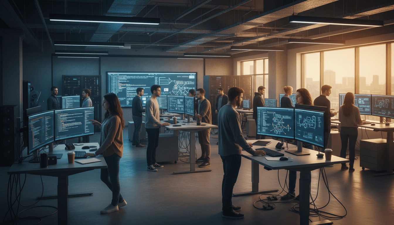 Enterprise development team collaborating on SaaS platform